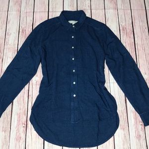 LOFT long sleeve Rayon blue blouse